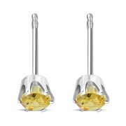 5mm Round Prong-Set Citrine Sterling Silver Stud Earrings - e444